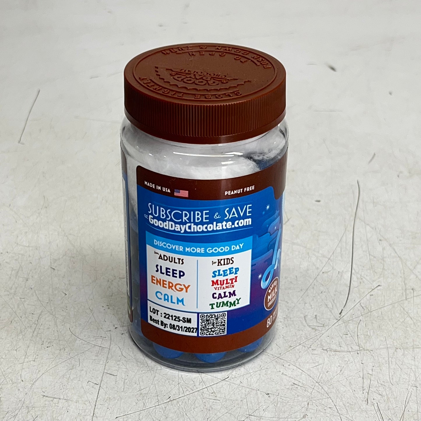 GOOD DAY (80 PIECES) Chocolate Adult Sleep Supplement 1 MG Per Piece BB 08/27