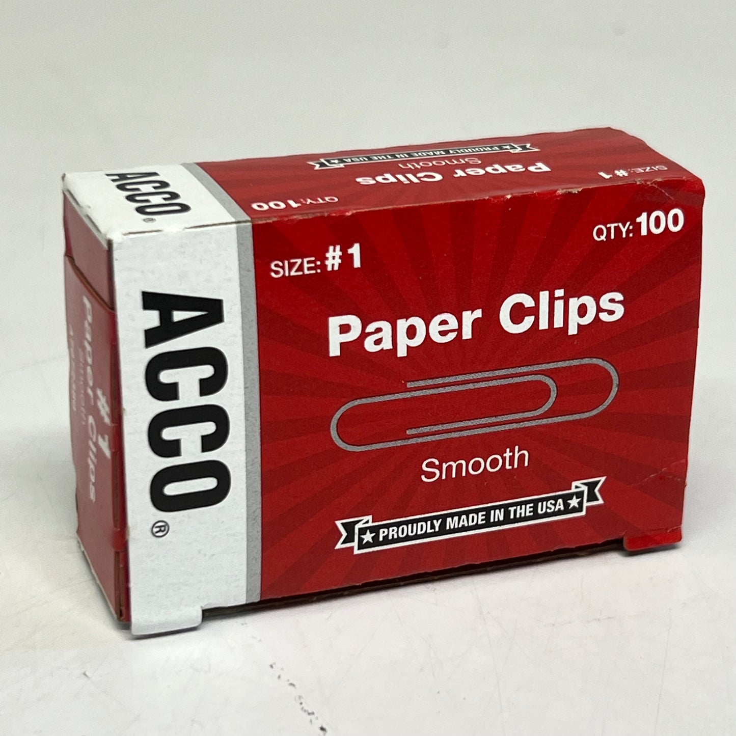 ACCO (1000 Pcs) Paper Clips Smooth #1