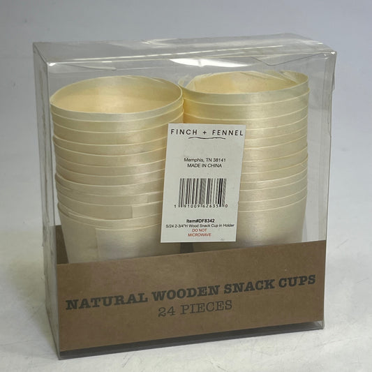 FINCH + FENNEL (6 PACK) 4 oz. Wood Single Use Snack Cups in Kraft Box DF8342