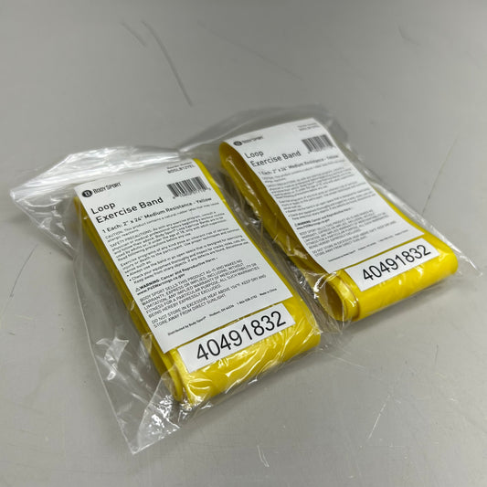 BODY SPORTS (2 Pack) Loop Exercise Band Heavy Resistance 2"x24" Yellow