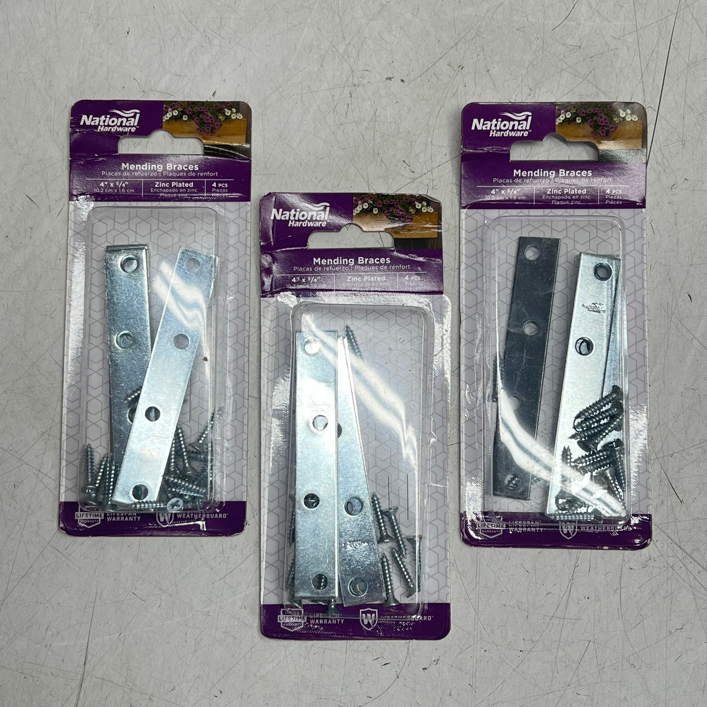 NATIONAL HARDWARE (3 PACK, 4 EACH) Mending Braces 4x5/8" Zinc Finish N114-405
