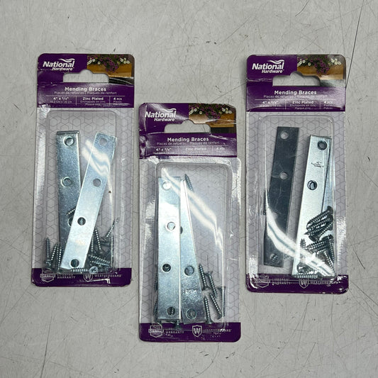 NATIONAL HARDWARE (3 PACK, 4 EACH) Mending Braces 4x5/8" Zinc Finish N114-405