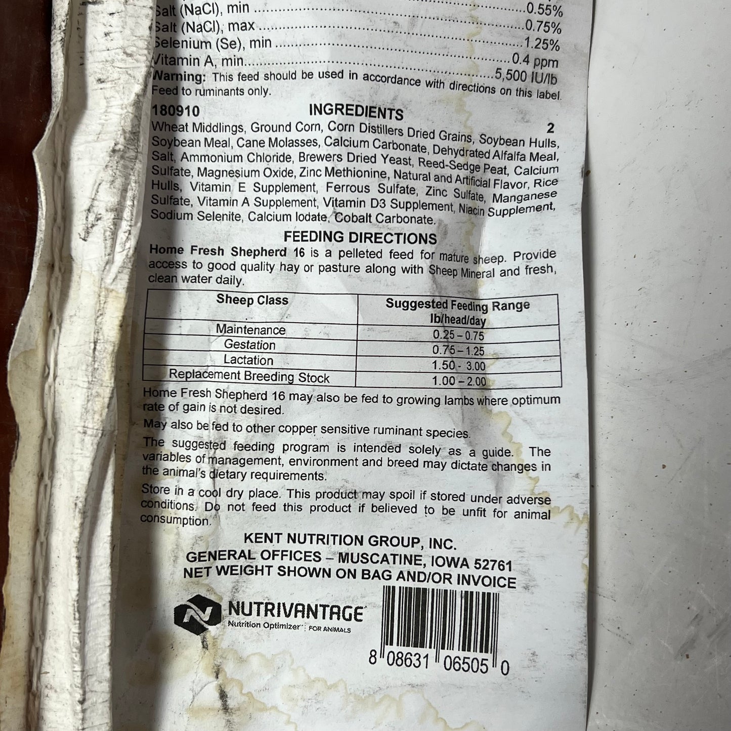ZA@ KENTS Home Fresh Shepard 16 Sheep Feed Pelleted W/ Probiotics 50 Lb Bag