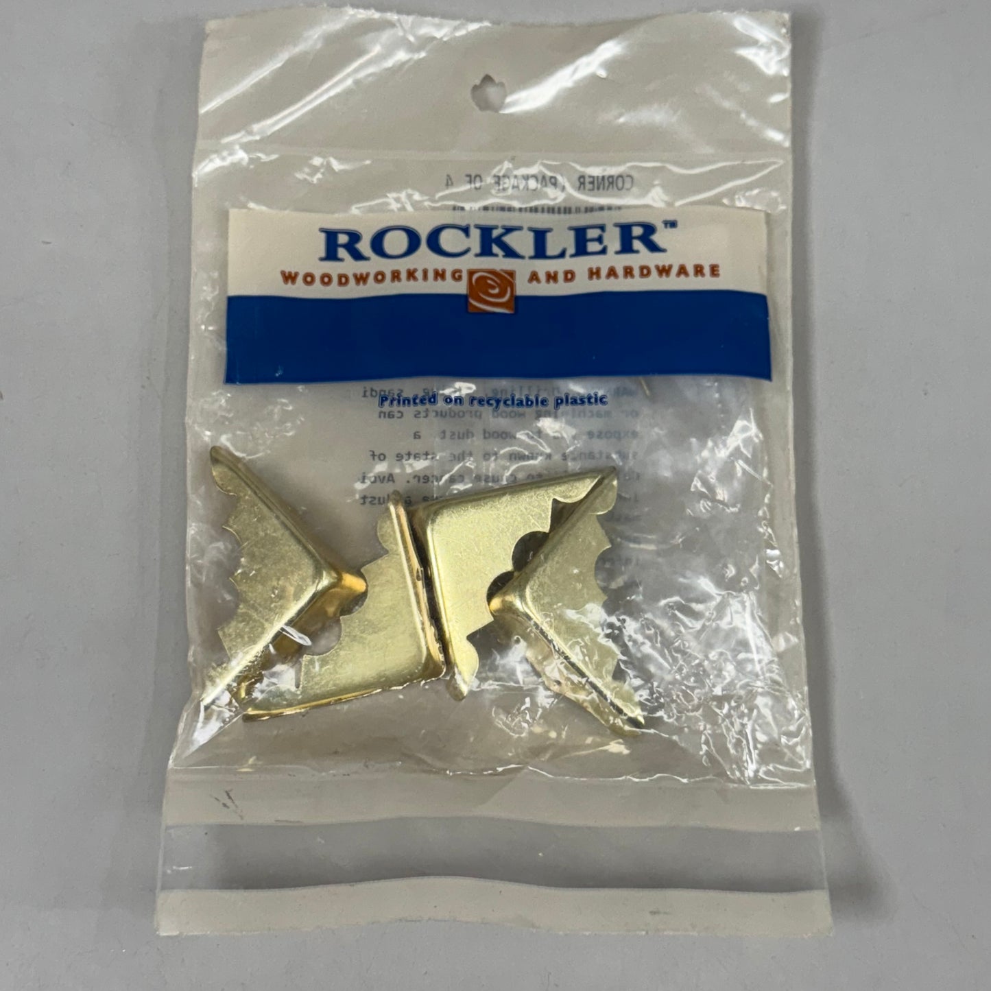 ROCKLER (2 PACK) Brass Plated Trunk Replacement Corners w/ Nails 4 Pc Gold 27508