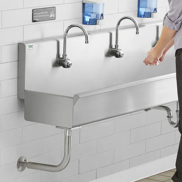 REGENCY Wall Mounted 4 Faucet Hand Sink 8’x1.5’x1.5’ Stainless Steel 600HSMSB1896