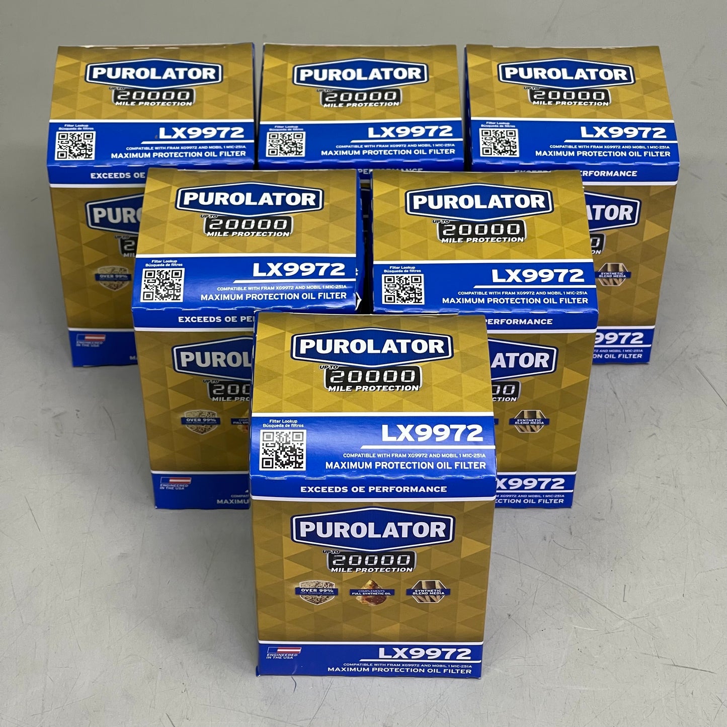 PUROLATOR (6 PACK) Maximum Protection Oil Filter 20000 Miles LX9972