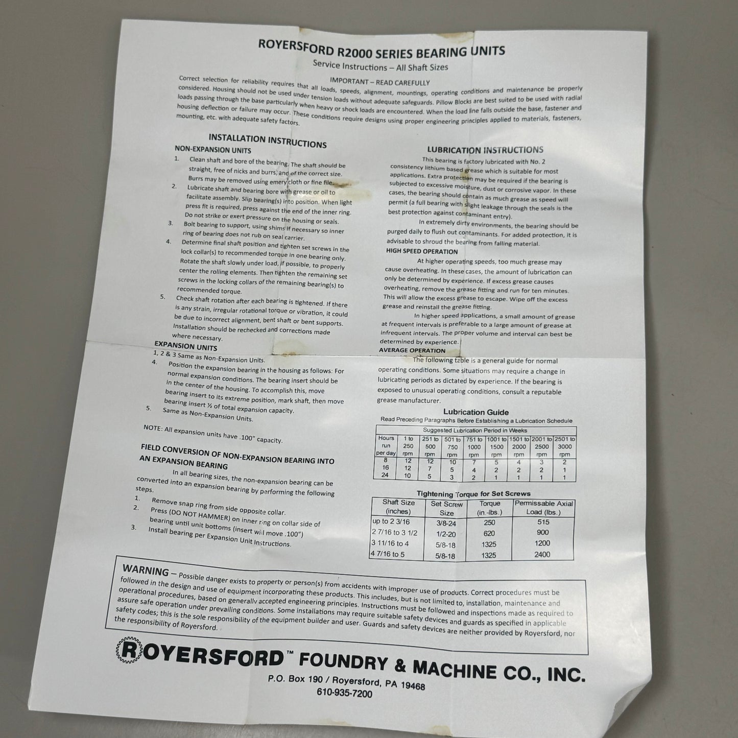 ROYERSFORD Spherical 4-Bolt Flange Bearing Expansion 2-15/16" Red 40-05-E215