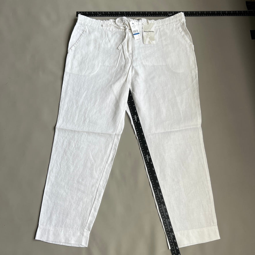 TOMMY BAHAMA Women's Palmbray Tapered Linen Pant White Size XL (New)