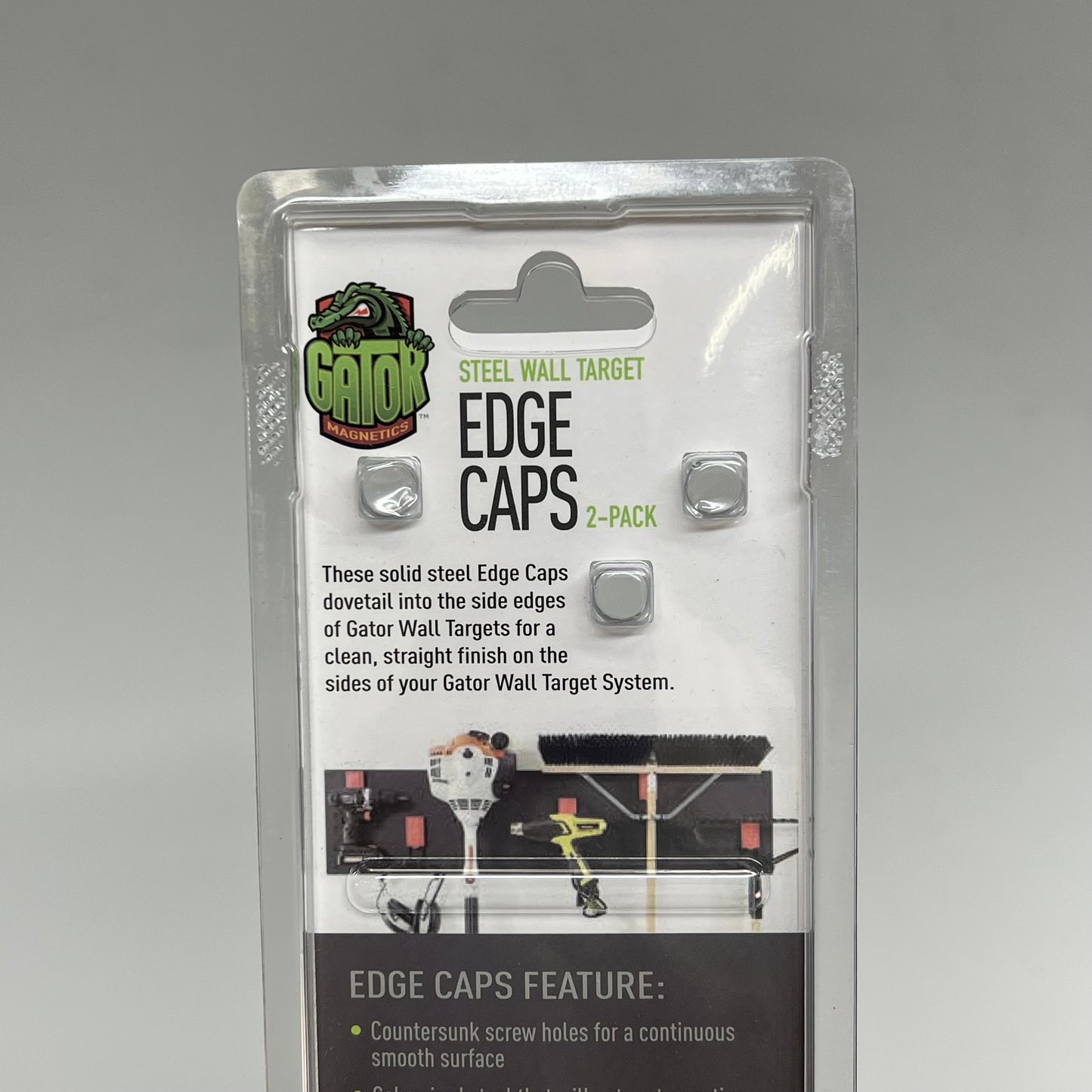 GATOR (2 PACK) Steel Edge Caps for Magnetic Wall 12”Hx1.5”Wx0.06”D Black 500076