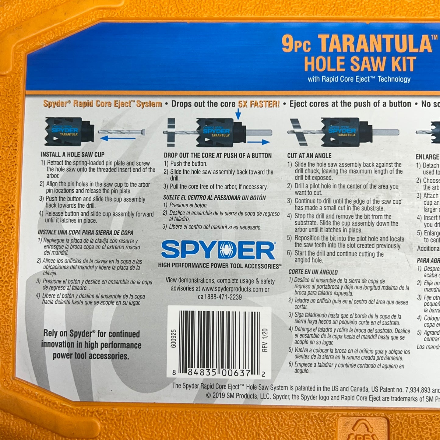 SPYDER Tarantula Carbide-tipped Arbored Adjustable Hole Saw Kit 9 Pieces 600925