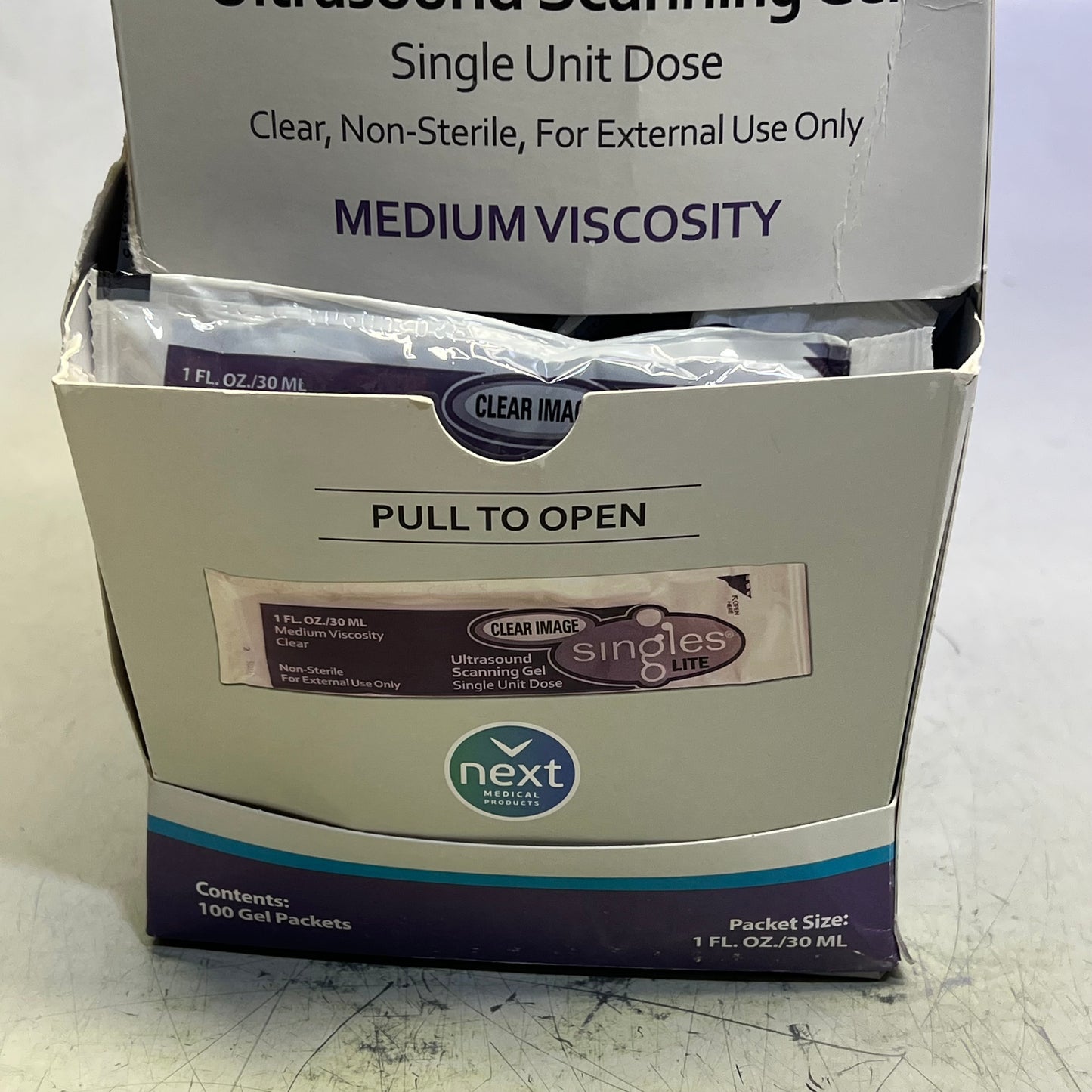 ZA@ CLEAR IMAGE  (100 PACK, 1 Fl Oz Each) Singles Lite Ultrasound Gel Packets Medium Viscosity Clear