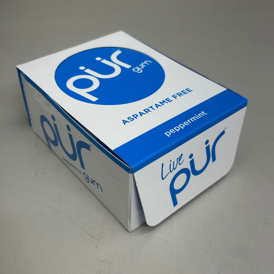 PUR (12 PACK, 9 PCS Each) Sugar Free Peppermint Aspartame Free Chewing Gum