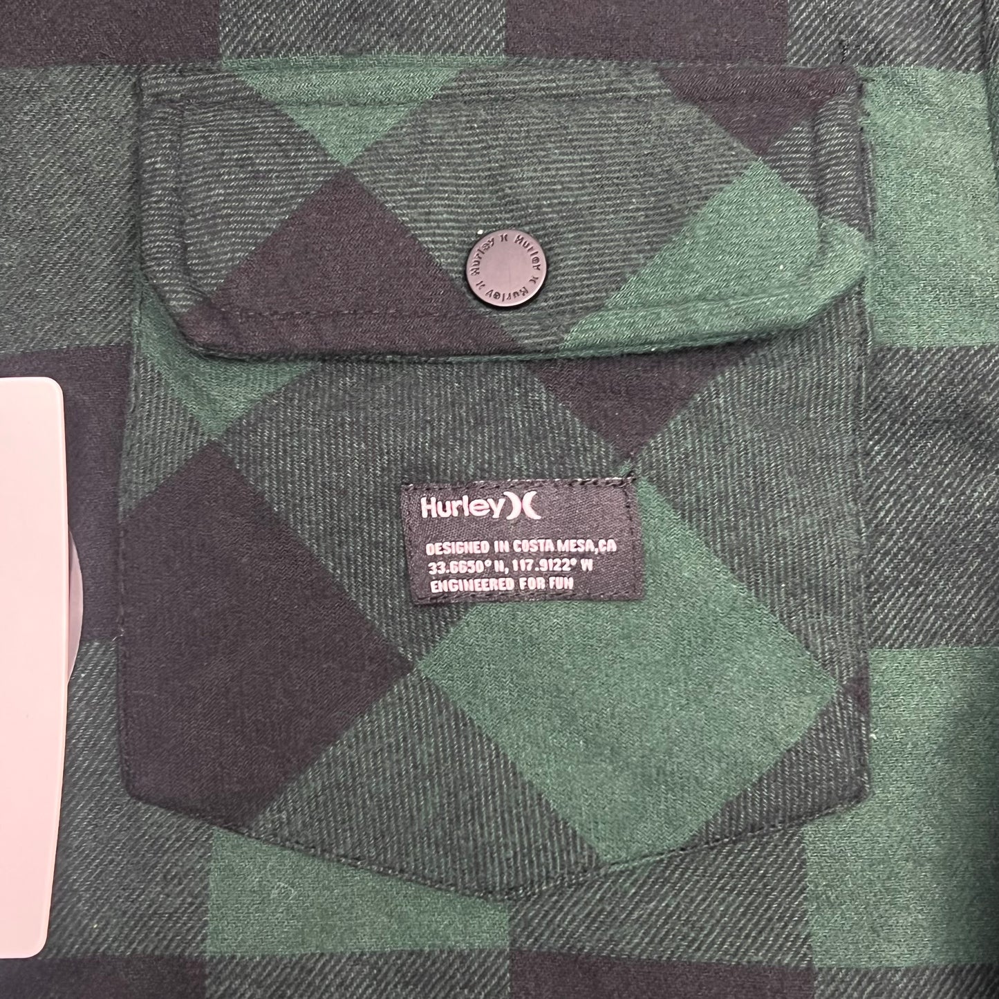 HURLEY Colt Sherpa Full Zip Jacket Men's Sz S Green/Black Plaid H6N491F4