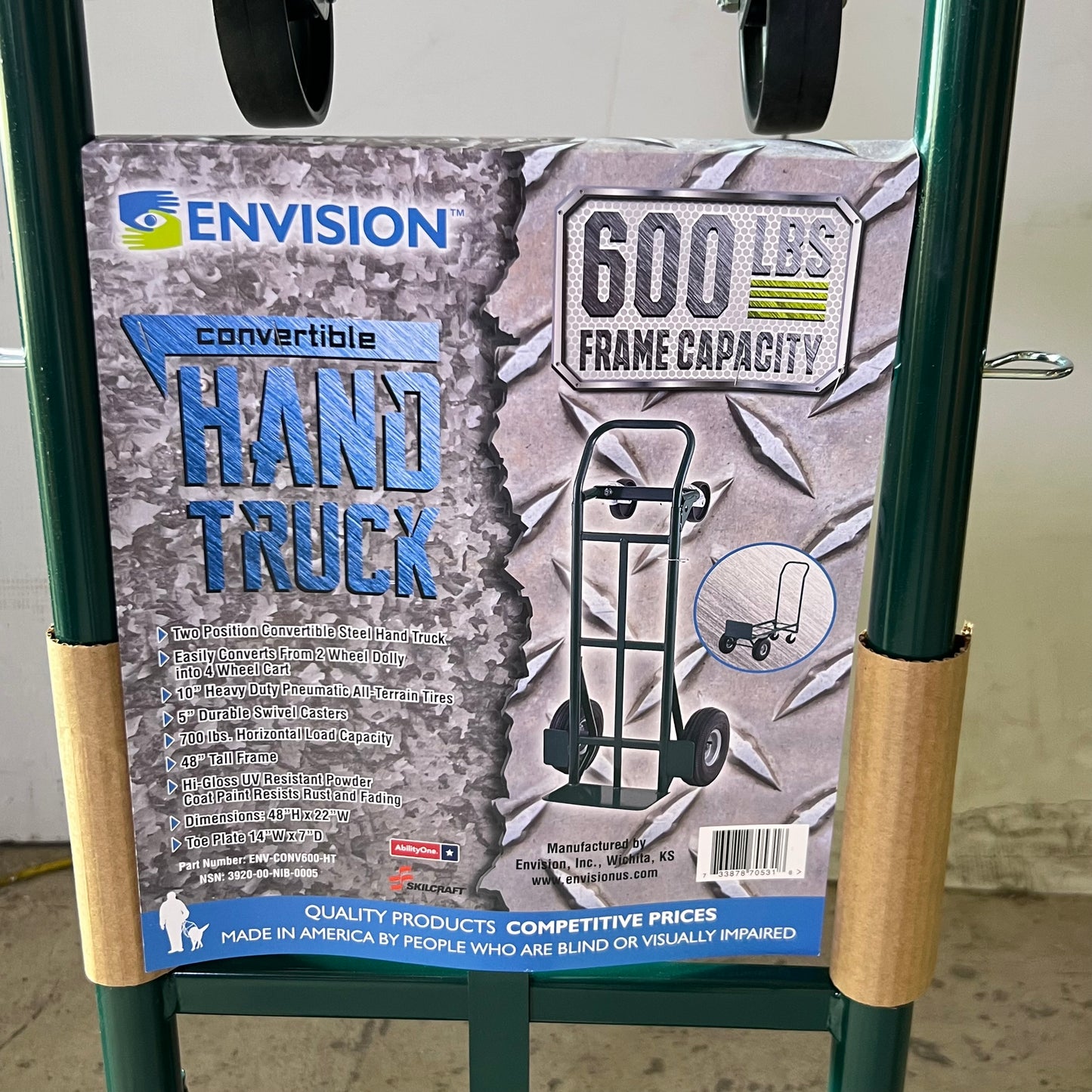 ENVISION Convertible Steel Hand Truck & 4-Wheel Cart 600/700lbs Capacity MV-CONV600-HT