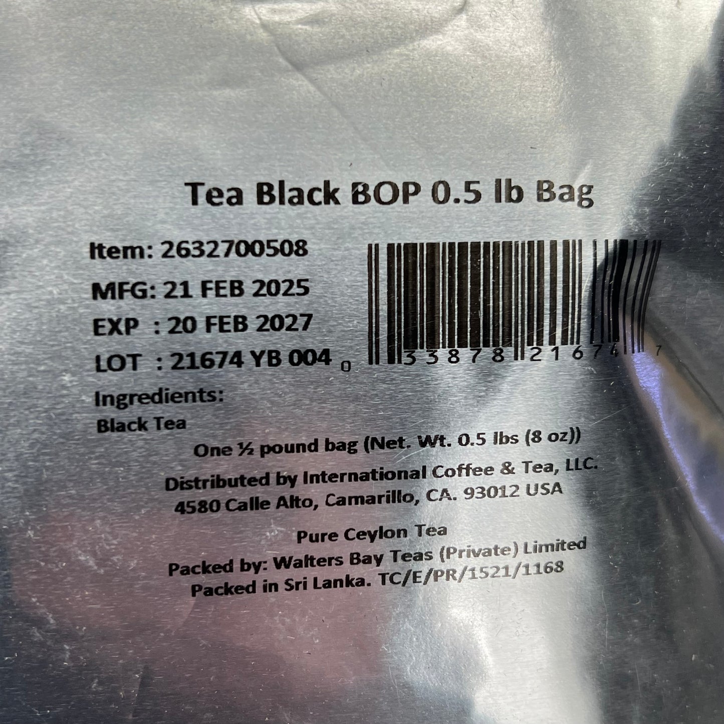 WALTERS BAY TEAS (5 PACK, 0.5lbs EACH) Earl Grey Tea  BB 04/27