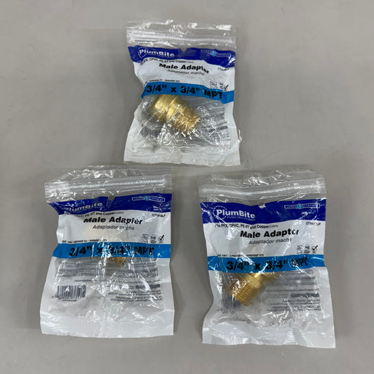 JONES STEPHENS  (3 Pack) Plumbite Push On Male Adapter 3/4"x3/4" Brass C77418LF