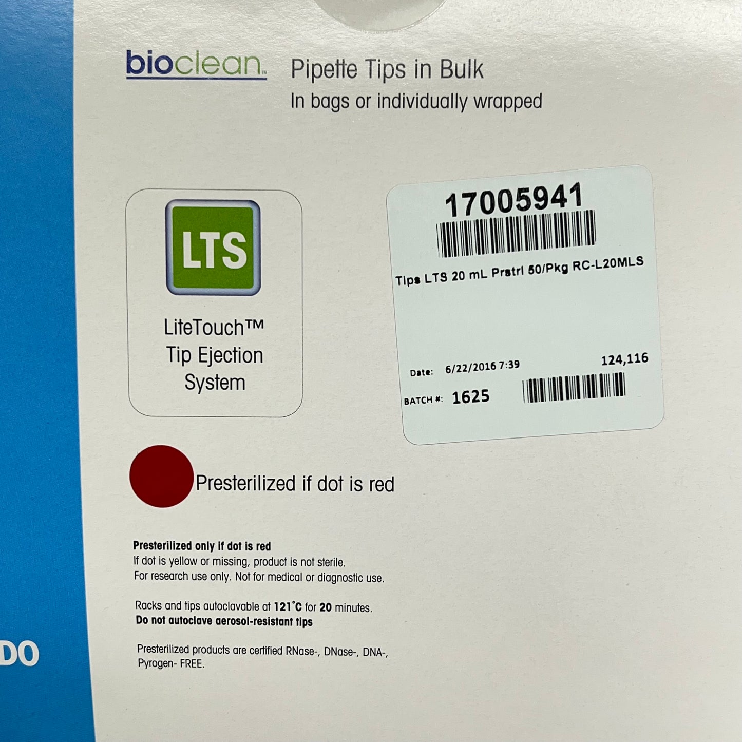 RAINN (50 PACK) Individually Packaged Pipette Tips Rc Lts 20mL Max Vol 17005941