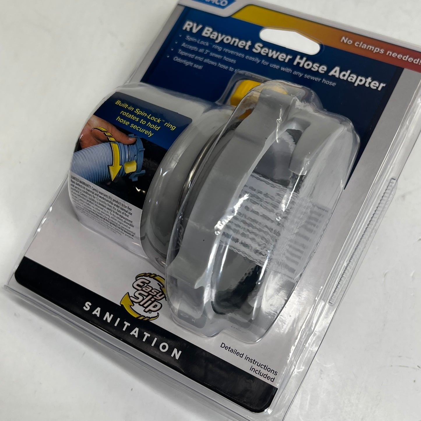 CAMCO (2 PACK) Easy Slip Straight Hose Adapter W/ Slip Lock Grey/Yellow 39173