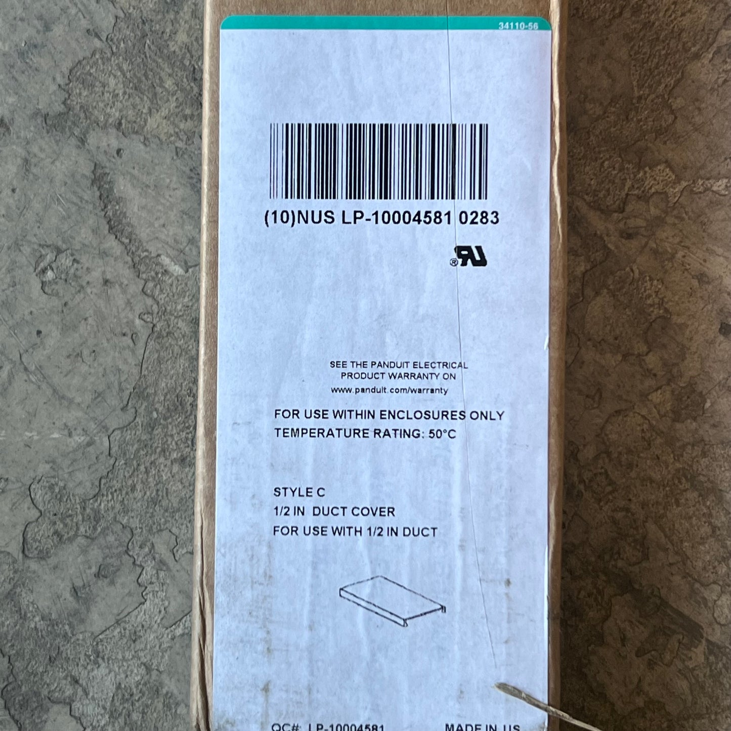 PANDUIT (20 Pcs) Wiring Duct Cover Type C Sz 1/2" Grey (New Other)