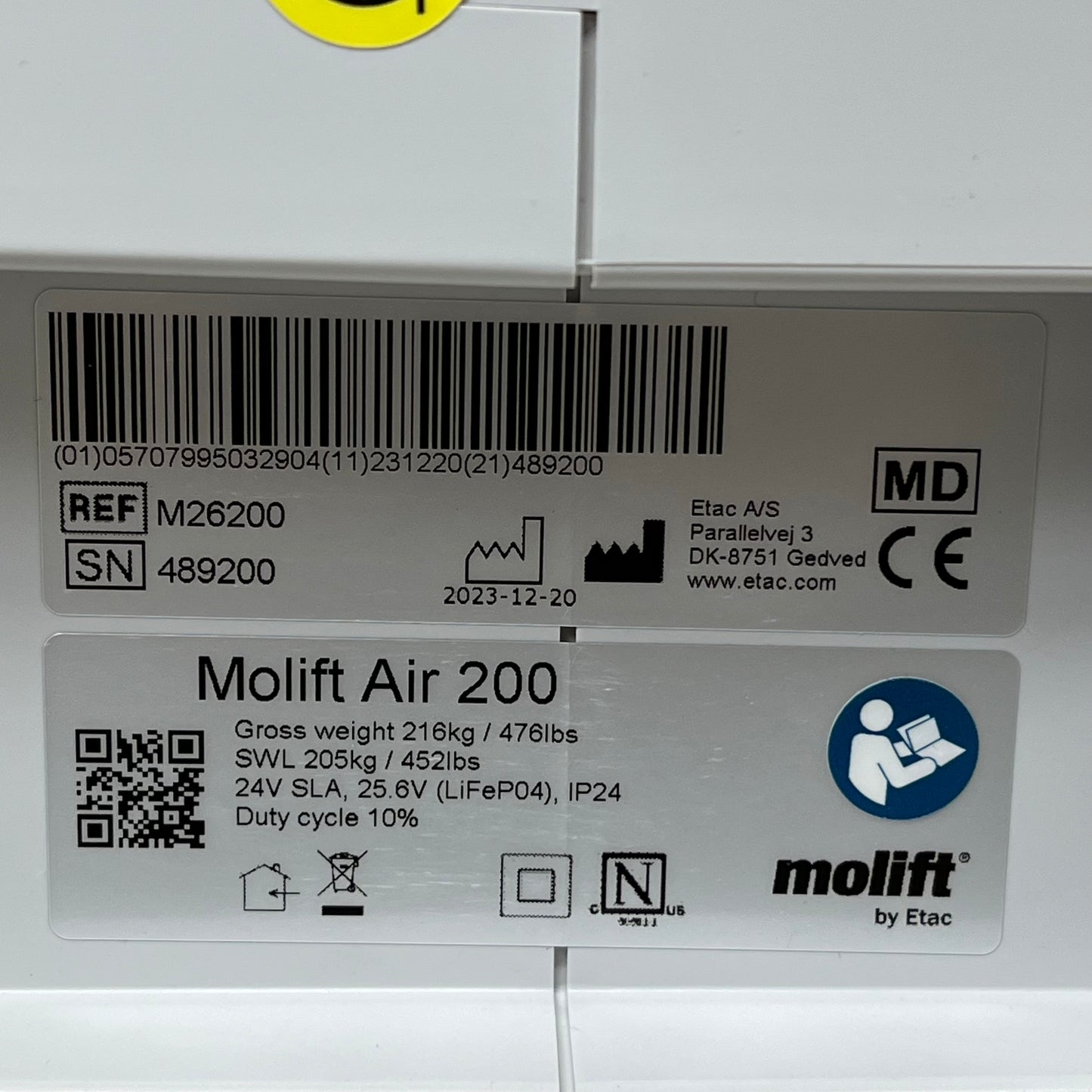 MOLIFT Air 200/350 Ceiling Lift Motor (New) 6 Hour Battery Charge