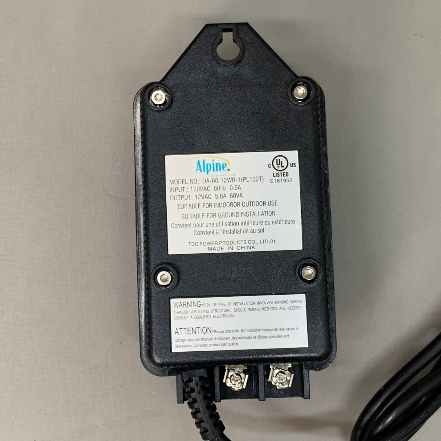 ALPINE 60 Watt Transformer with Photocell and Timer w/ 4-light quick connect cable PL102T (New)