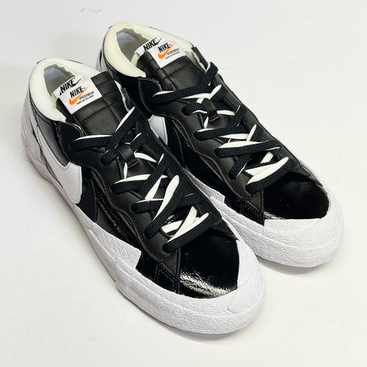NIKE Blazer Low X Sacai Black Patent Leather Men's Sz 12 Black/White DM6443 001