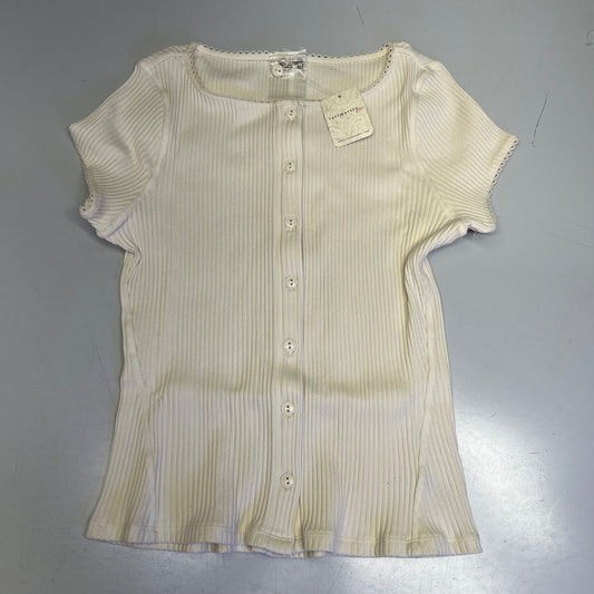 FREE PEOPLE Ribbed Cap Sleeve Most Wanted Cardi Women's Sz L Ivory 92736032