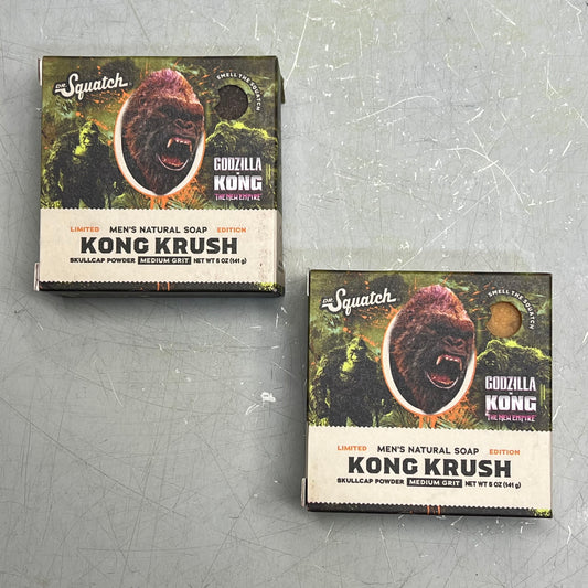 DR SQUATCH (2 PACK) Kong Krush Medium Grit Natural Bar Soap LIMITED EDITION 5 oz