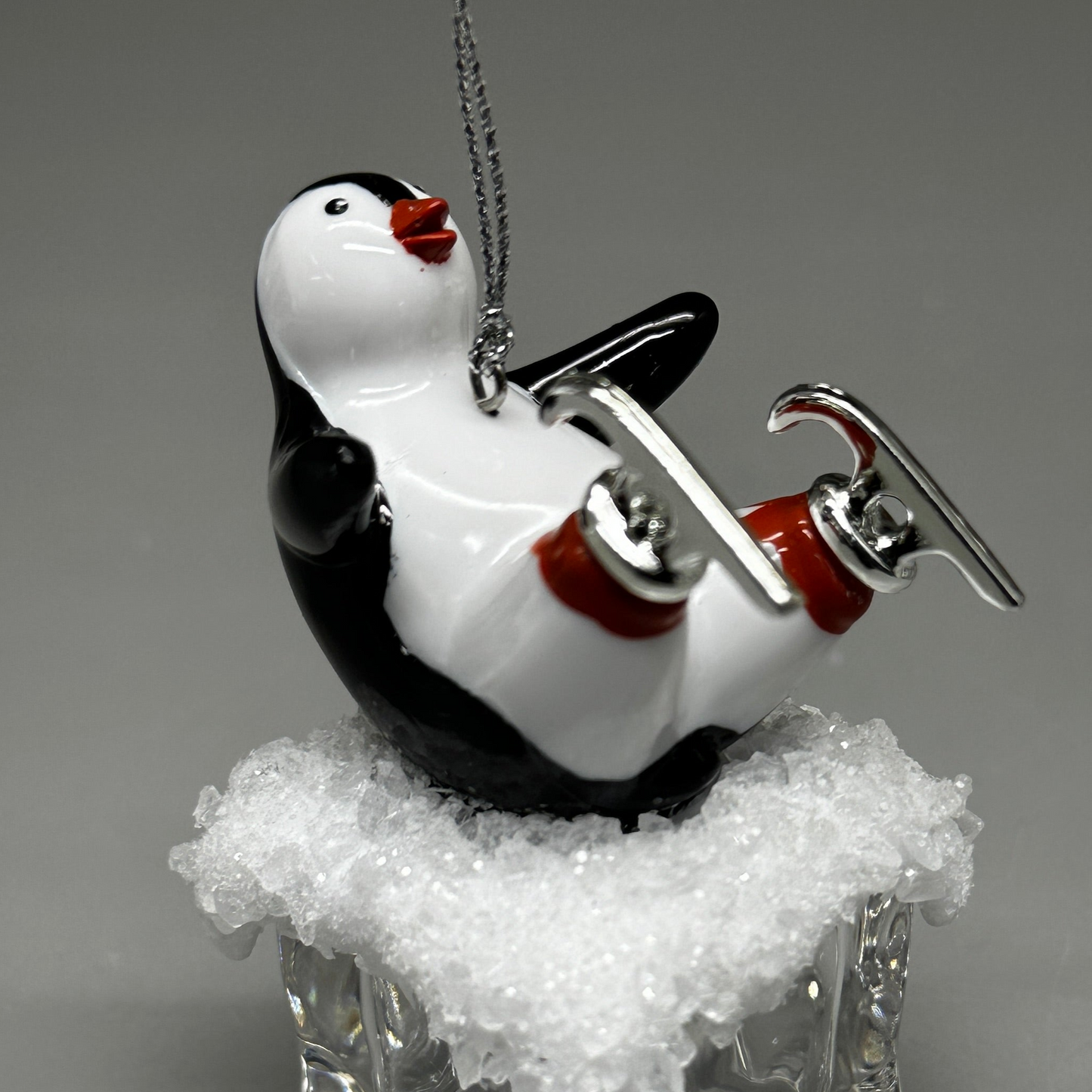 KURT S. ADLER Penguin On Ice Fallen Skater Christmas Ornament 4.25" T2458