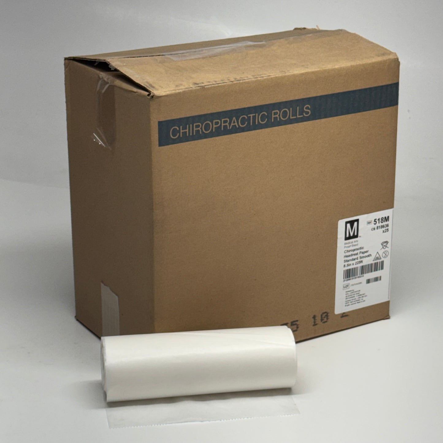 MEDICAL ARTS (25 PACK) Chiropractic Headrest Paper Standard Smooth Sz 8.5" x 225' 518M