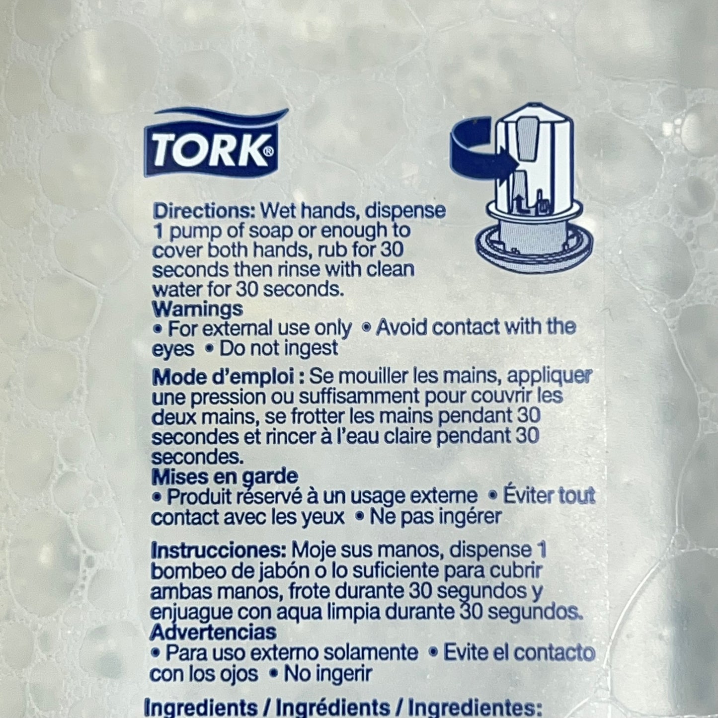 TORK (6 PACK) Extra Mild Hand Washing Foam Soap for S4 1L Clear 401811 BB 09/28