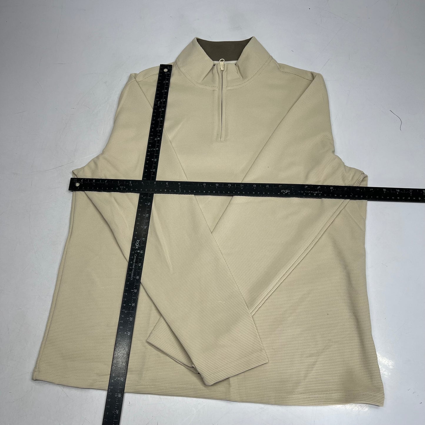 THOMAS STERLING  Half Zip Up Waffle Knit Jacket Men's Sz L Khaki 110034747