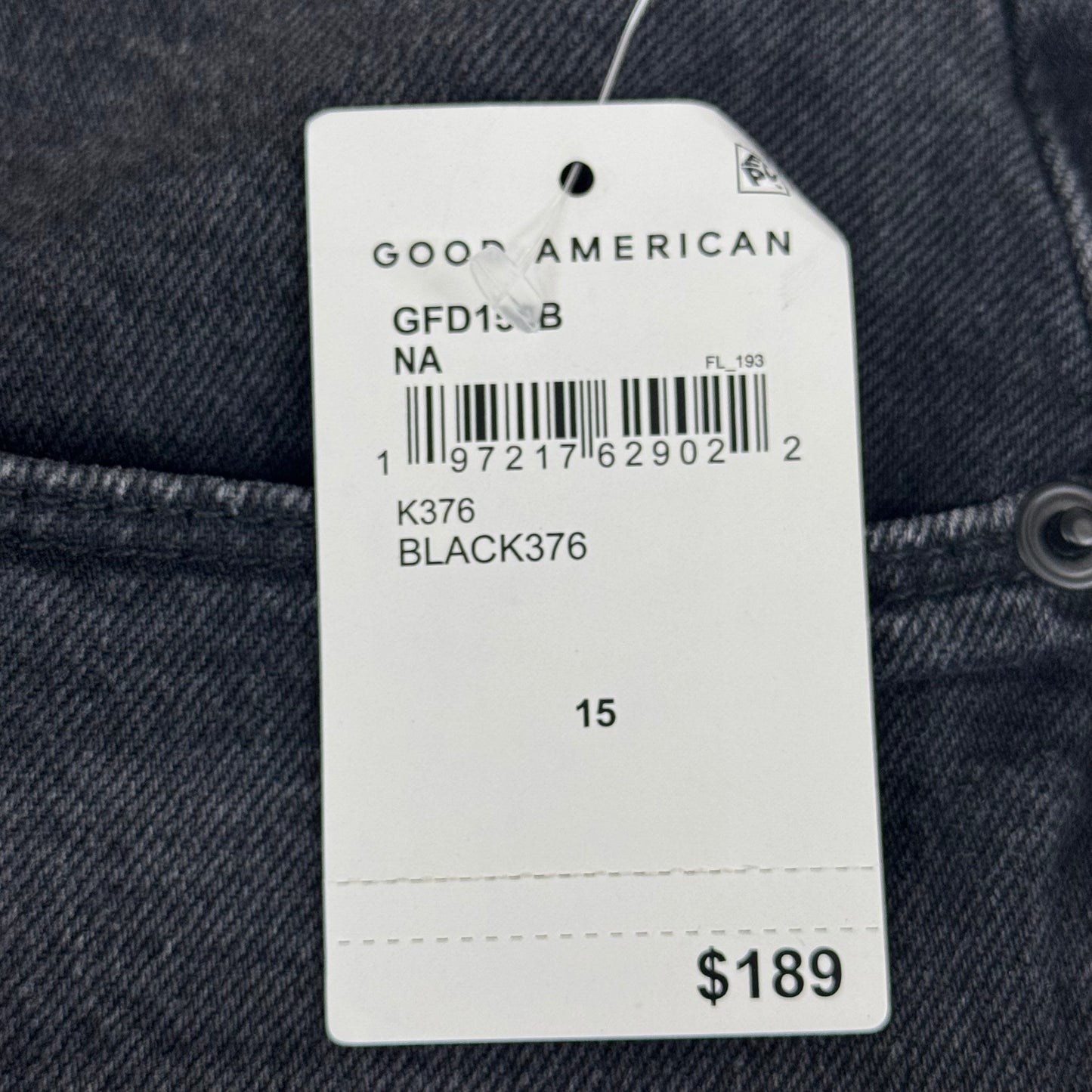 GOOD AMERICAN Good Icon Straight Jeans Women's Sz 15 Black376 GDS150B