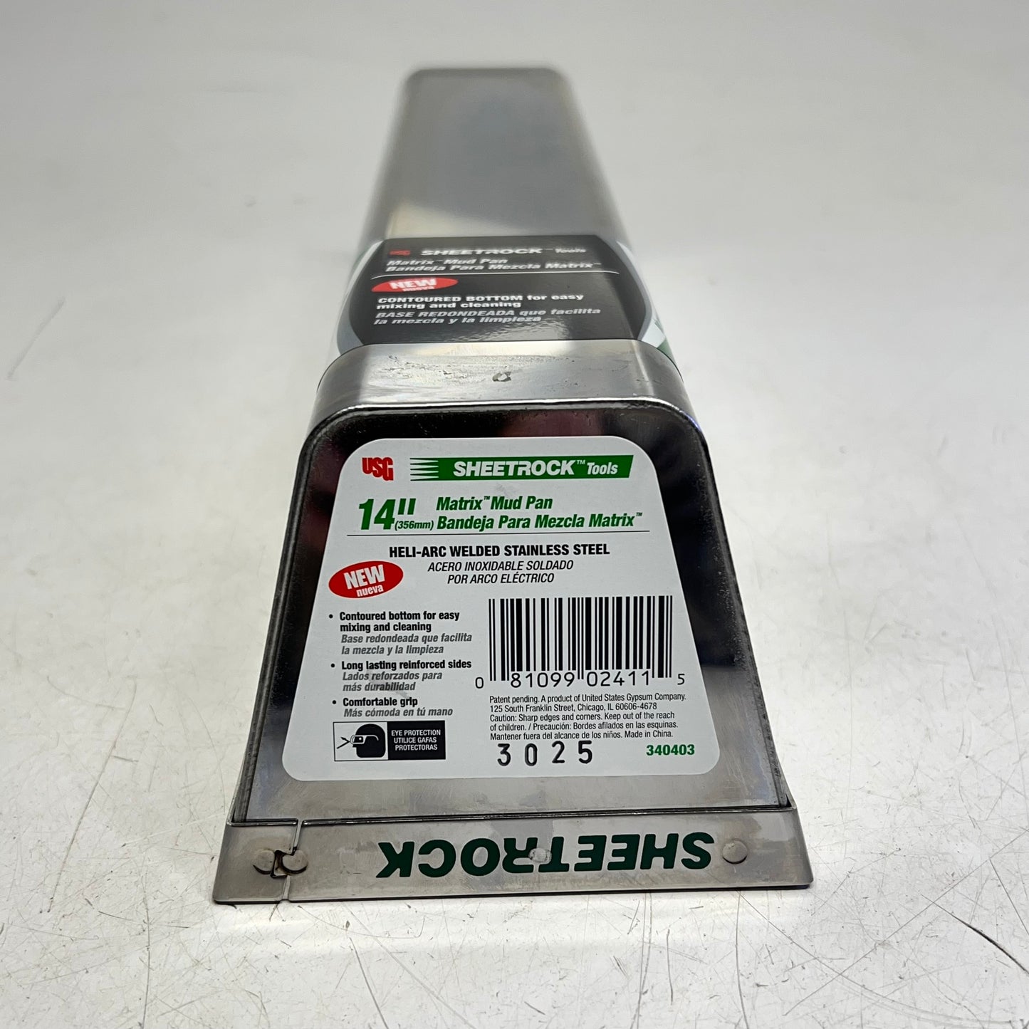 SHEETROCK Matrix Mud Pan W/ Reinforced Band Contoured Bottom 14" Silver 340403