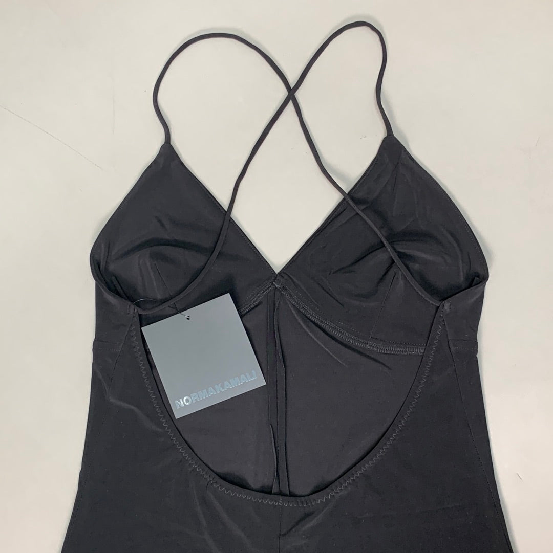 NORMA KAMALI Low Back Slip Jumpsuit Sz M/38 Black KK329JPL137001 (New)