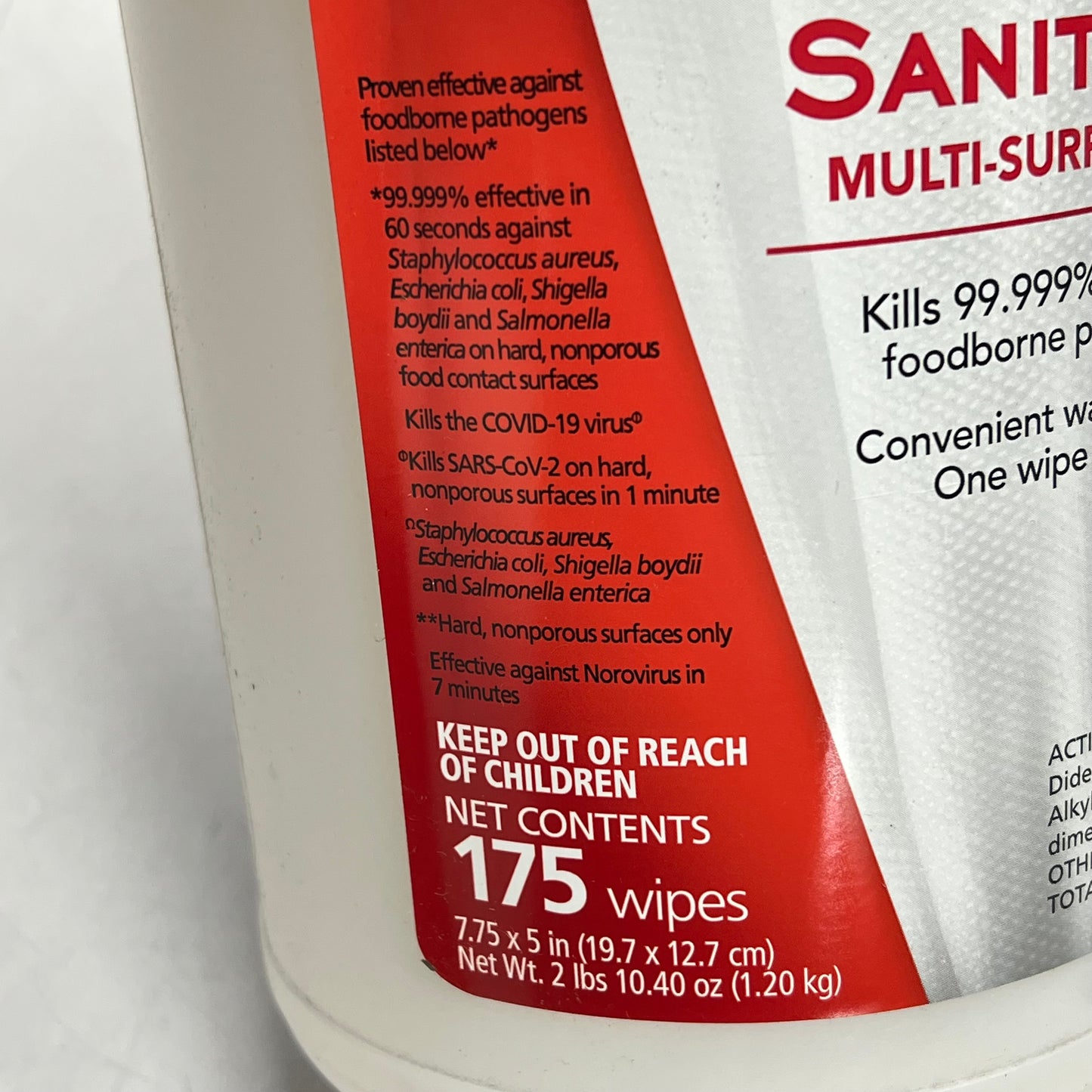 ZA@ SANI PROFESSIONAL (6 PACK, 175 EACH) No-Rinse Sanitizing Multi Surface Wipes 7.75" X 5"  White (Distressed Packaging)