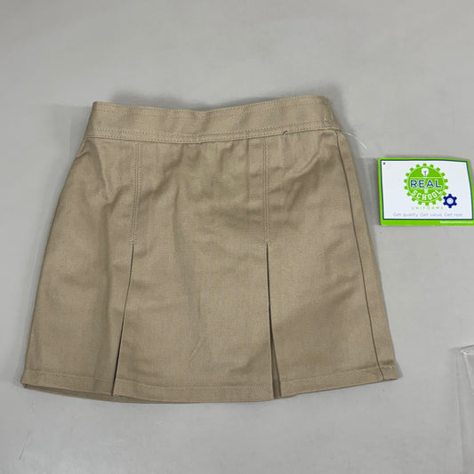 PLUSE UNIFORM (2 PACK) Girls Pleated Skirt w/ Built-in Shorts Youth Girl's Sz 6 Khaki