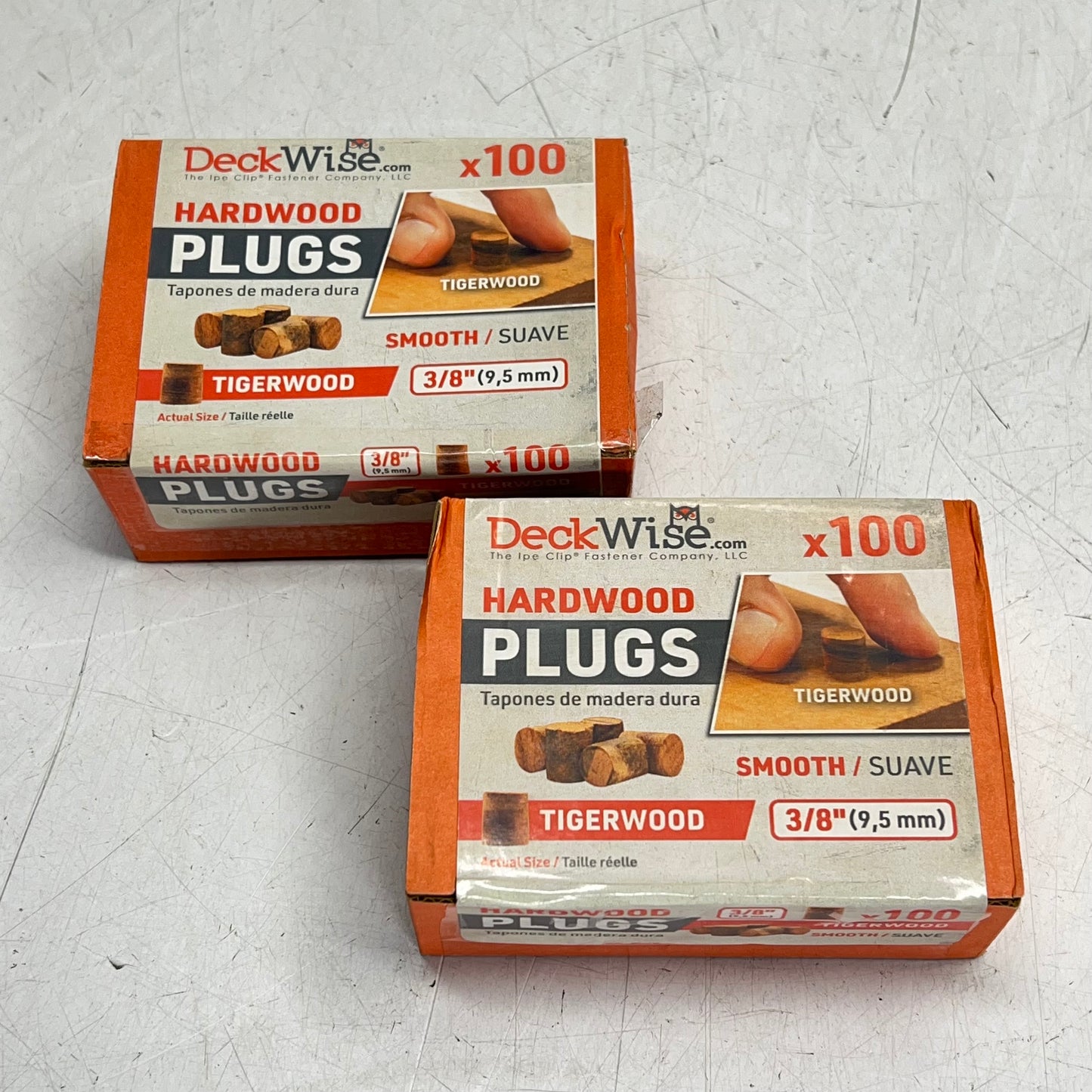 DECK WISE (2 PACK, 100 EACH) Hardwood Deck Plugs Tigerwood Smooth 3/8" Tan