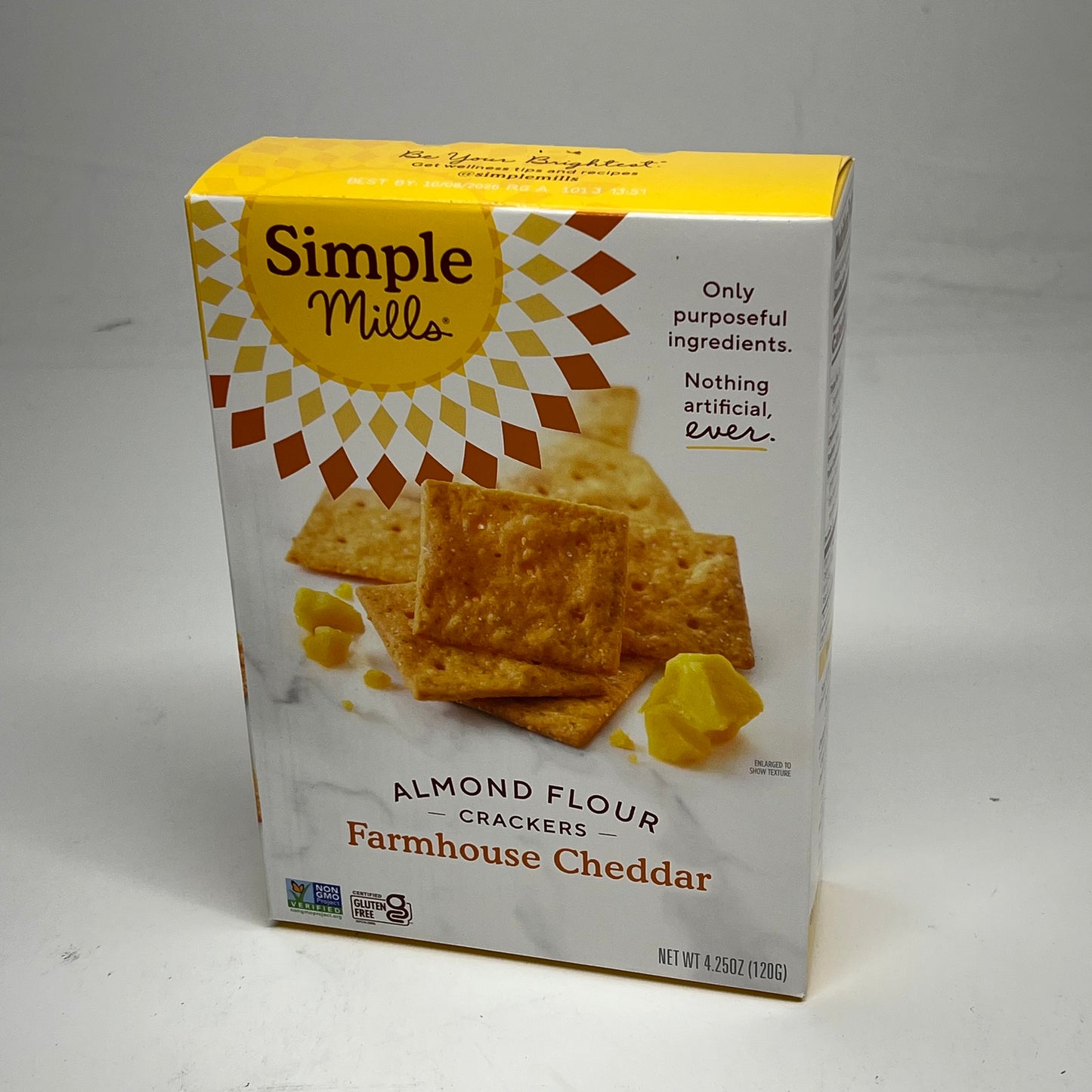 ZA@ SIMPLE MILLS (6 PACK) Farmhouse Cheddar Almond Flour Crackers BB 10/26