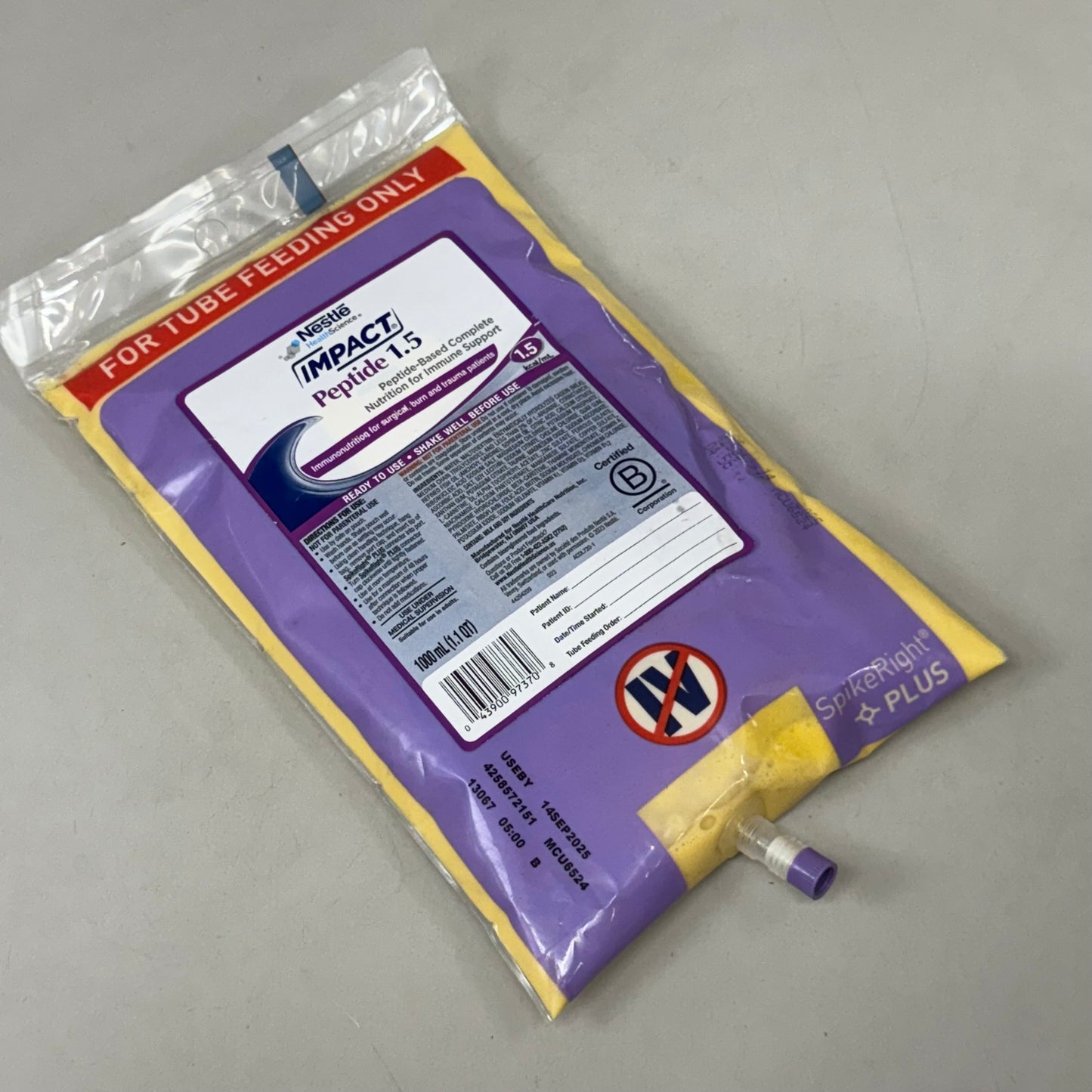 NESTLE (6 PACK) Impact Peptide 1.5 Tube Feeding Formula Unflavored 1.1qt BB 9/25