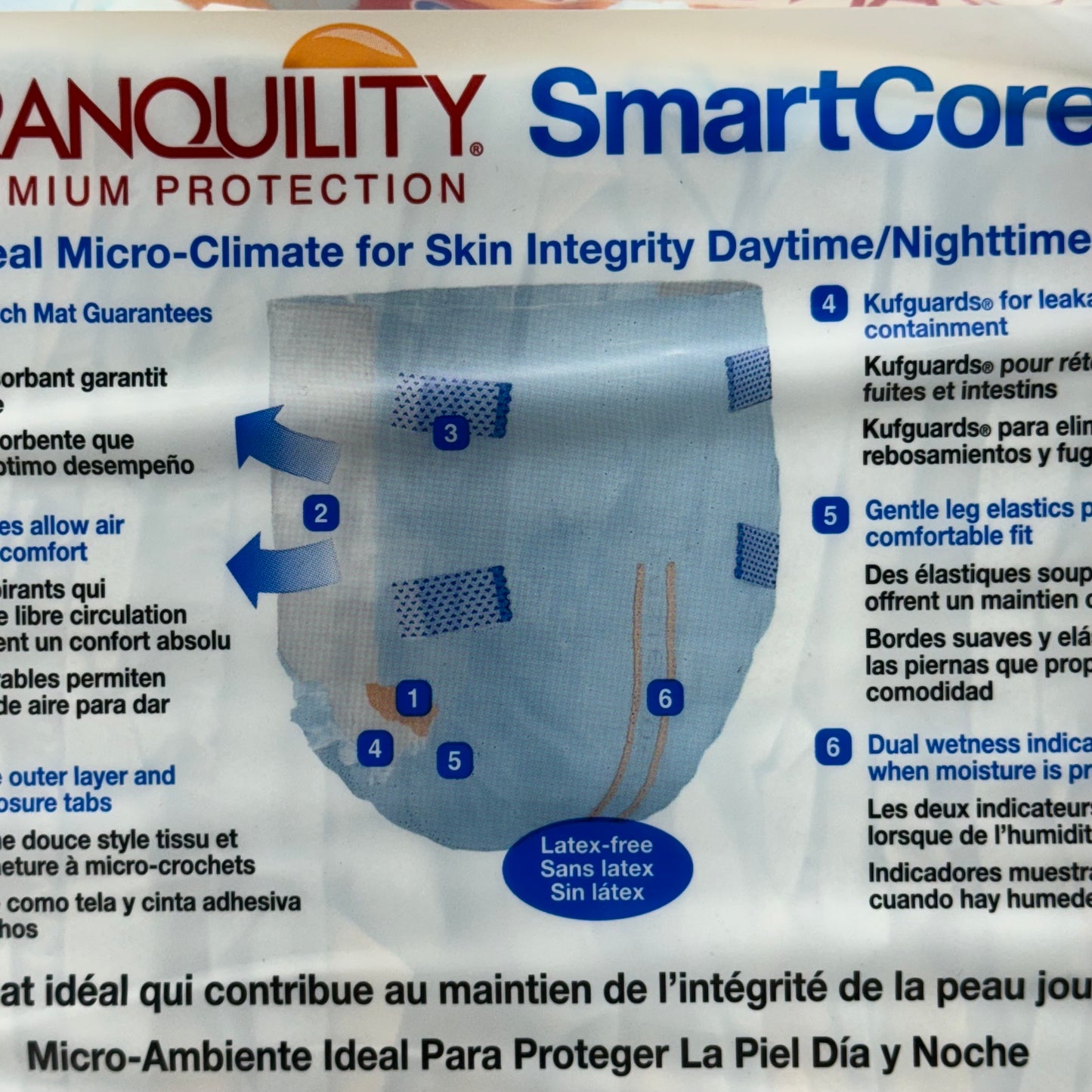 SMARTCORE (4 PK!) Tranquility Premium Protection Adult Diapers Latex Free Size L