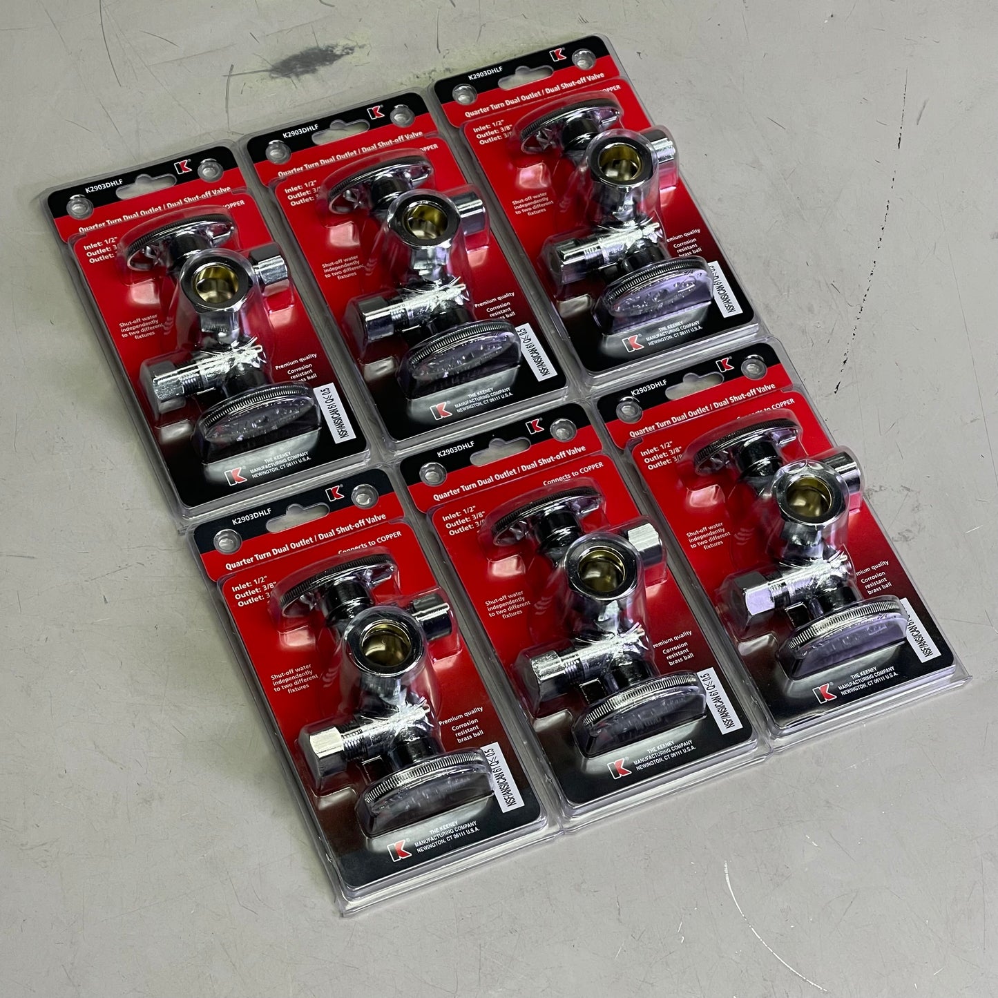 KEENEY Quarter Turn 3-Way Dual Shut-off Valve 5/8"OD x 3/8"OD x 3/8"OD K2903DHLF