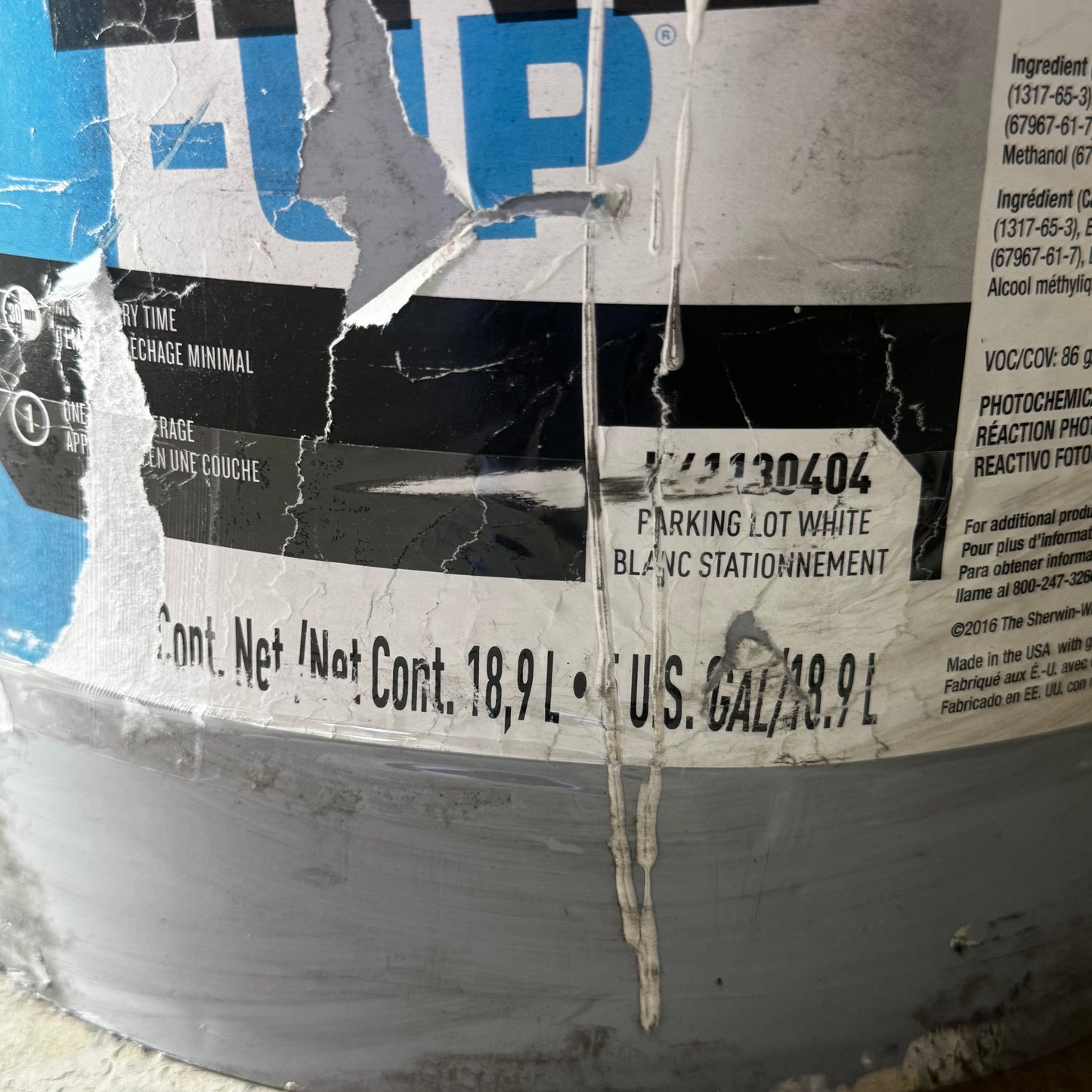 KRYLON Pavement Striping Paint 5 Gal, Parking Lot White, Water -Based, White Parking L-K41130404