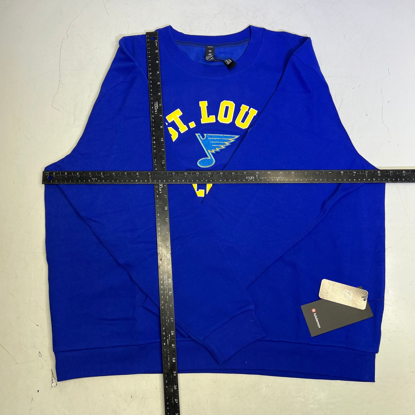 LULULEMON St. Louis Blues Steady State College Crewneck Men's Sz 2XL Cobalt Blue
