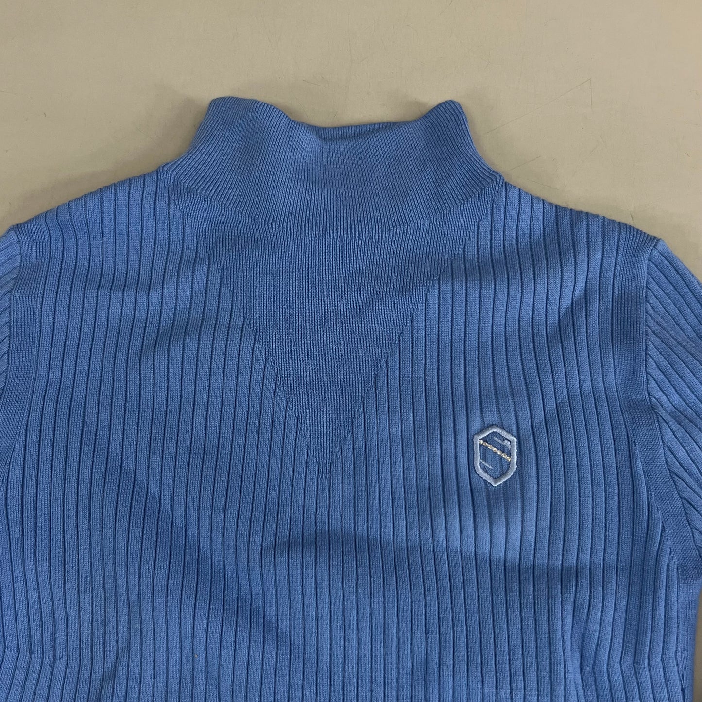 SAMSHIELD Lidia Classic Equestrian Sweater Women's Sz S Washed Blue