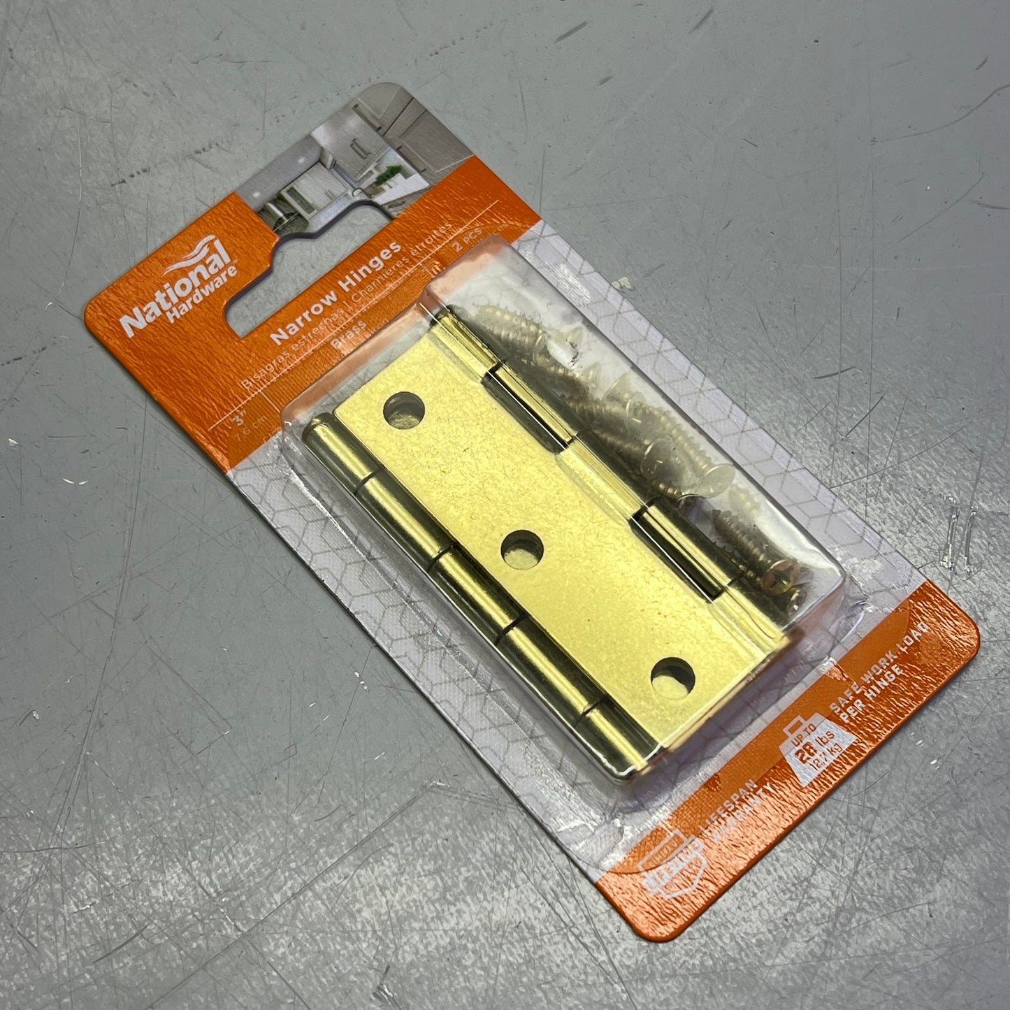 NATIONAL HARDWARE  (2 PACK) Steel Narrow Hinge 3" W Frame 0.065"  Brass N142-067