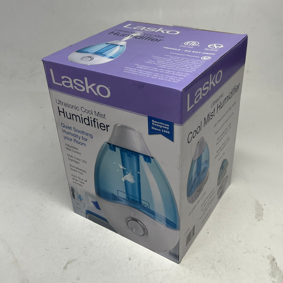 LASKO Ultra Sonic Cool Mist Humidifier 60hr Run Time Rooms Up To 300sq Ft White