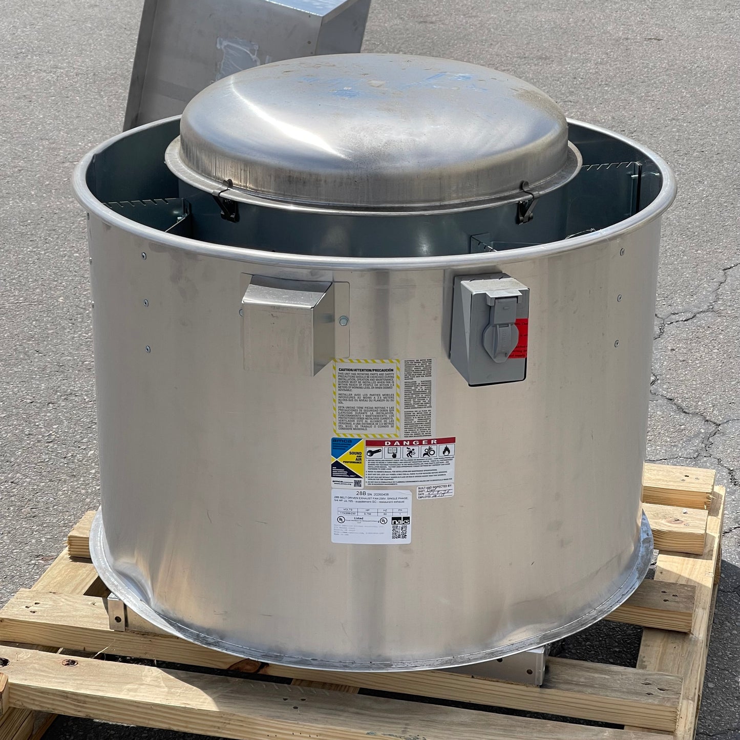 Z@ NAKS Centrifugal Upblast Exhaust Fan, 28B Belt Driven 20260408 (New)