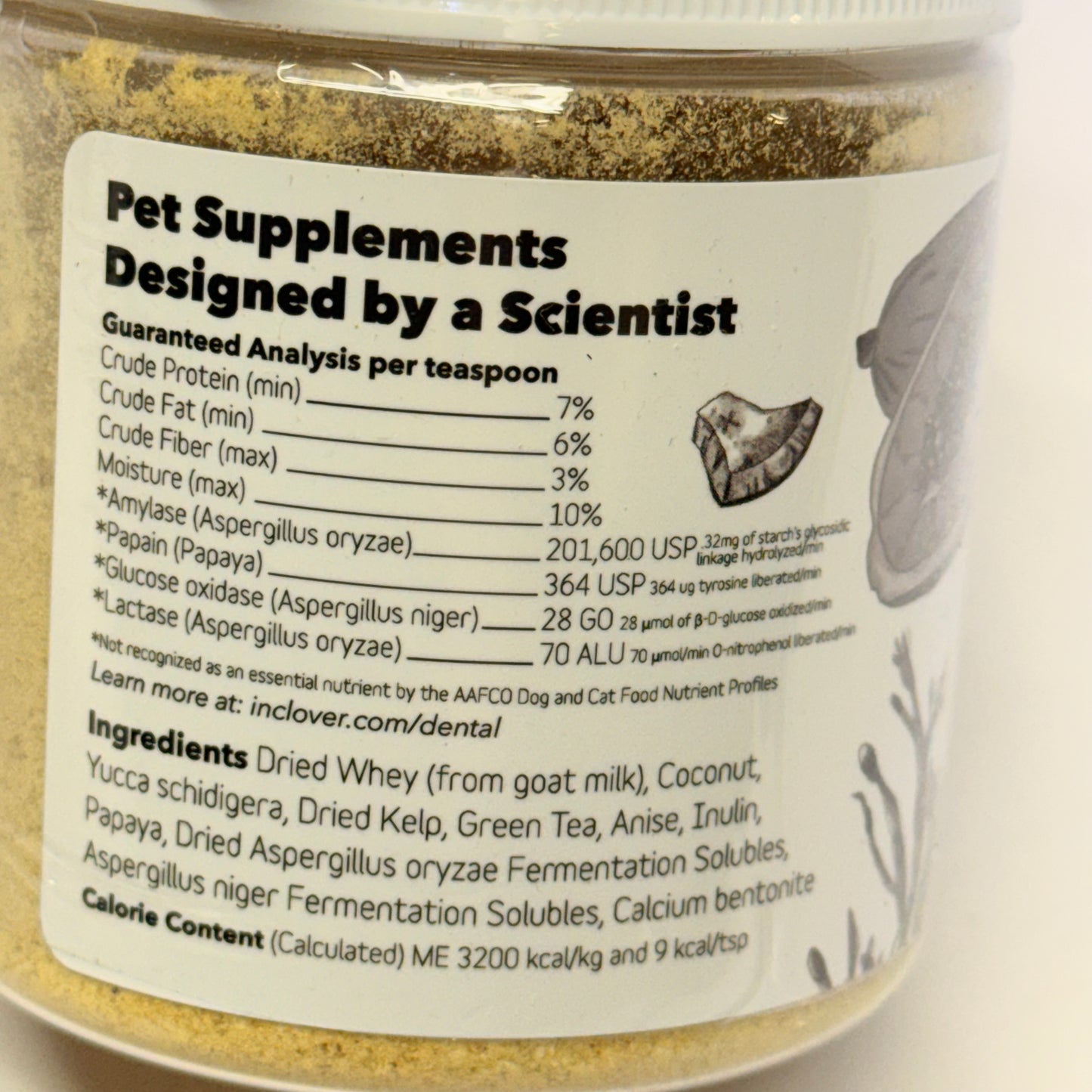 INCLOVER Dental Teeth+ Gums Powder Supplement for Dogs & Cats 3 oz BB 10/28