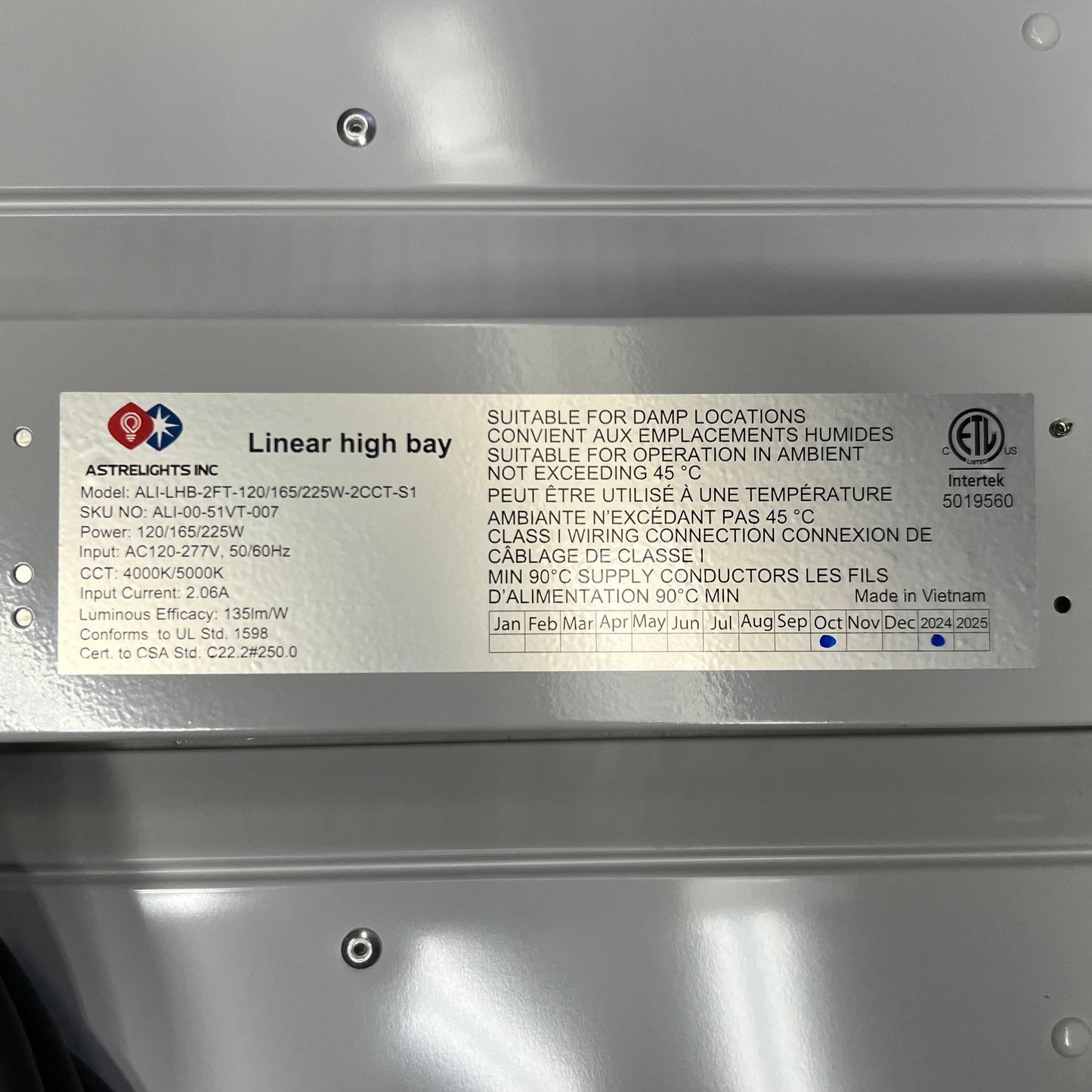 ZA@ ASTRELIGHTS LED Linear High Bay 120-277V 120W/165W/225W, 4000K/5000K ALI-00-51VT-007 C